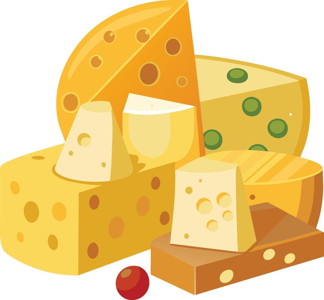 Käse und Scheibe auf Weiß Hintergrund vektor