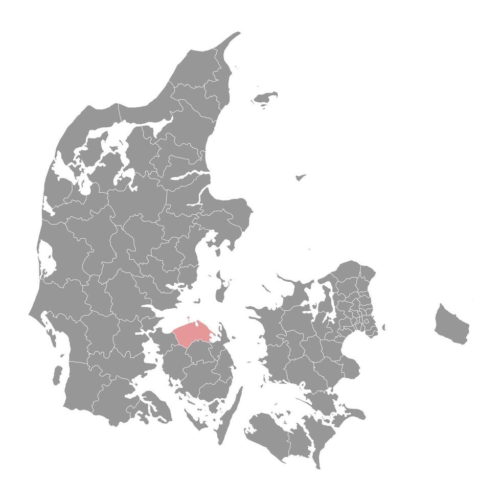 Nordfyn Gemeinde Karte, administrative Aufteilung von Dänemark. Illustration. vektor