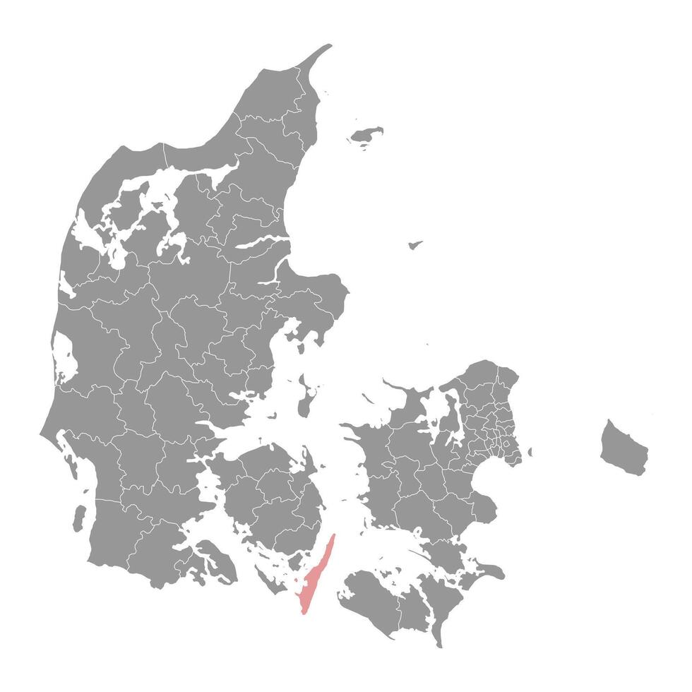 Langland Gemeinde Karte, administrative Aufteilung von Dänemark. Illustration. vektor