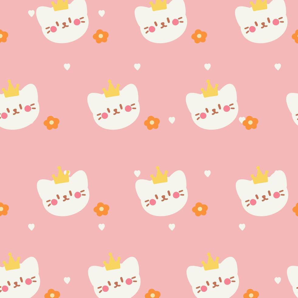 süß Katze und Blume Muster auf Rosa Hintergrund vektor