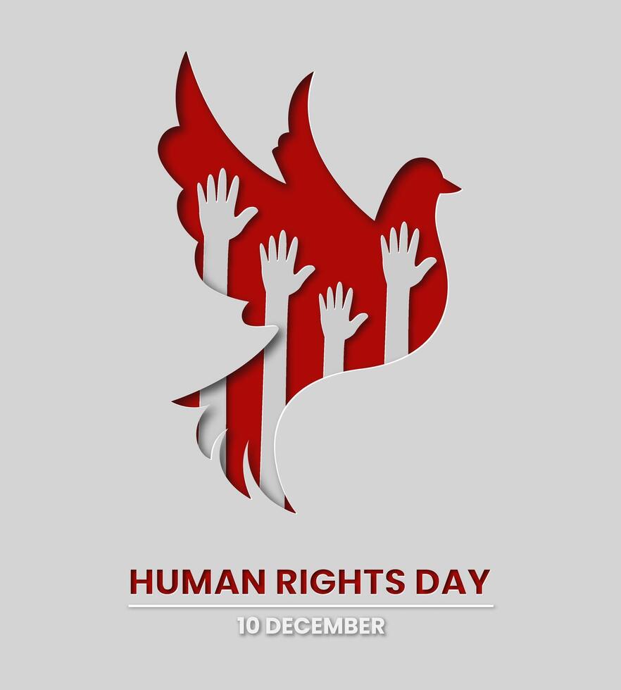 International Mensch Rechte Tag im Papier Schnitt Stil. zum Werbung, Banner, Flyer, Broschüre, Sozial Medien Beiträge. vektor