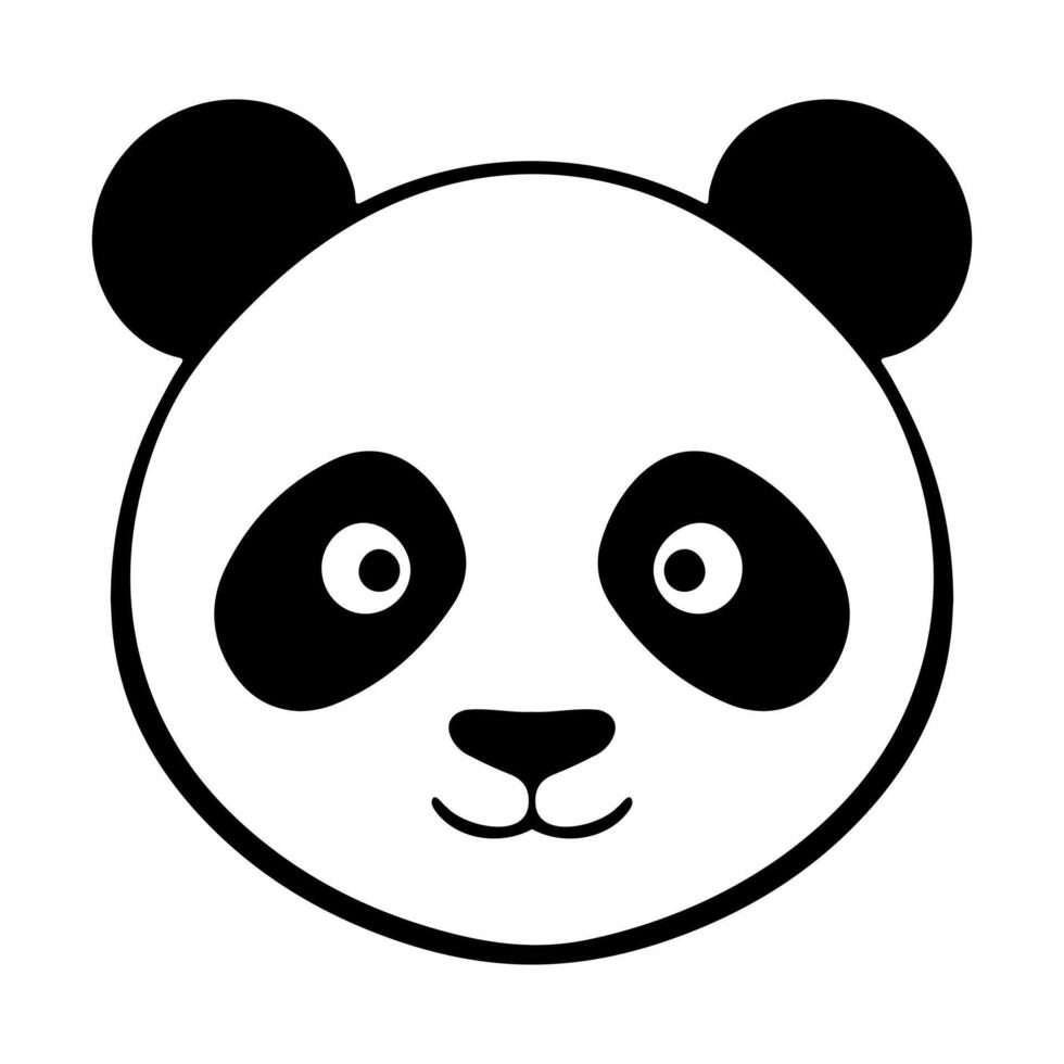 schwarz und Weiß süß Panda Kopf isoliert Silhouette, Logo, Illustration vektor