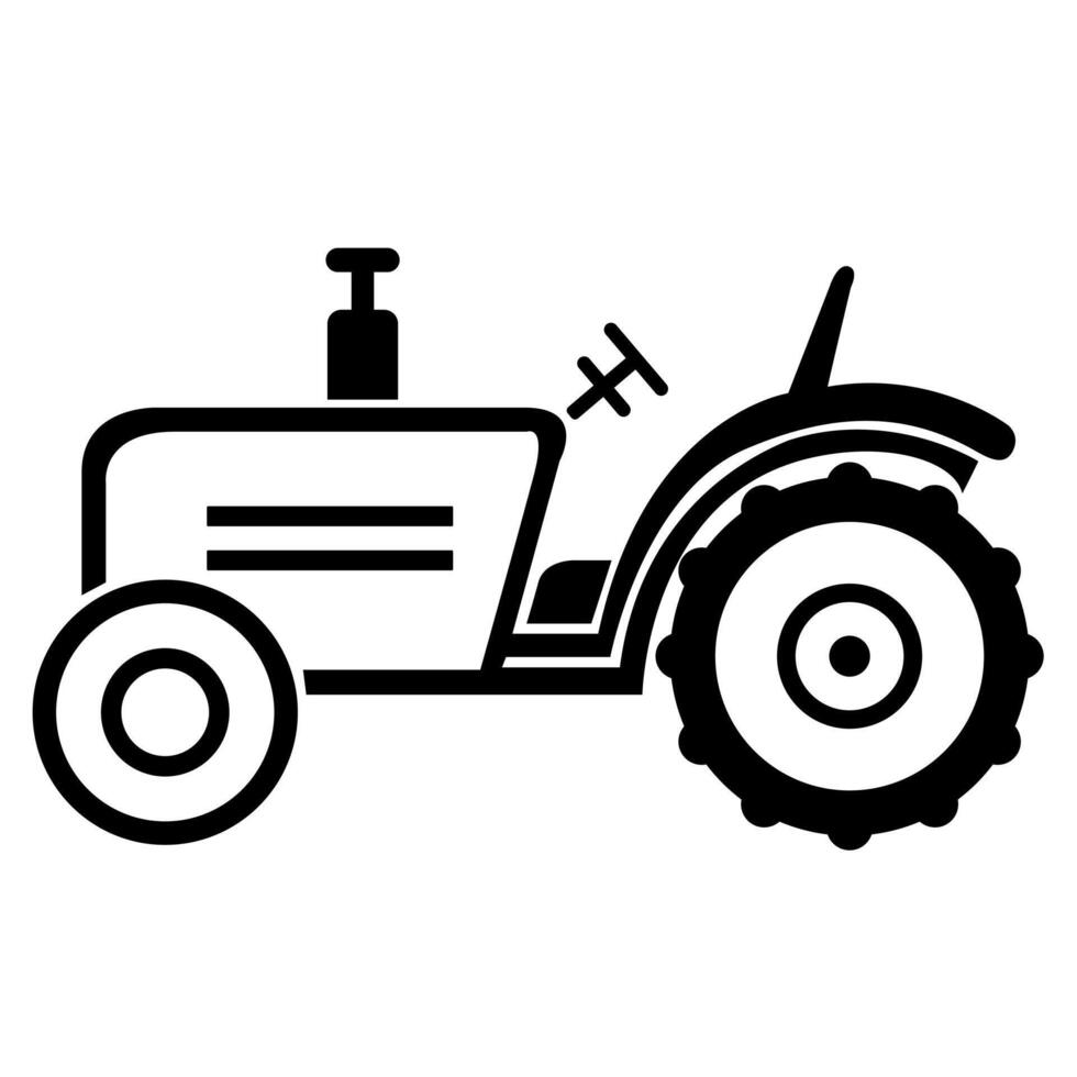 Traktor generisch Hand gezeichnet schwarz Symbol. skizzieren Farmer Traktor, Seite Sicht. auf Rädern Traktor, einfach eben Illustration. vektor