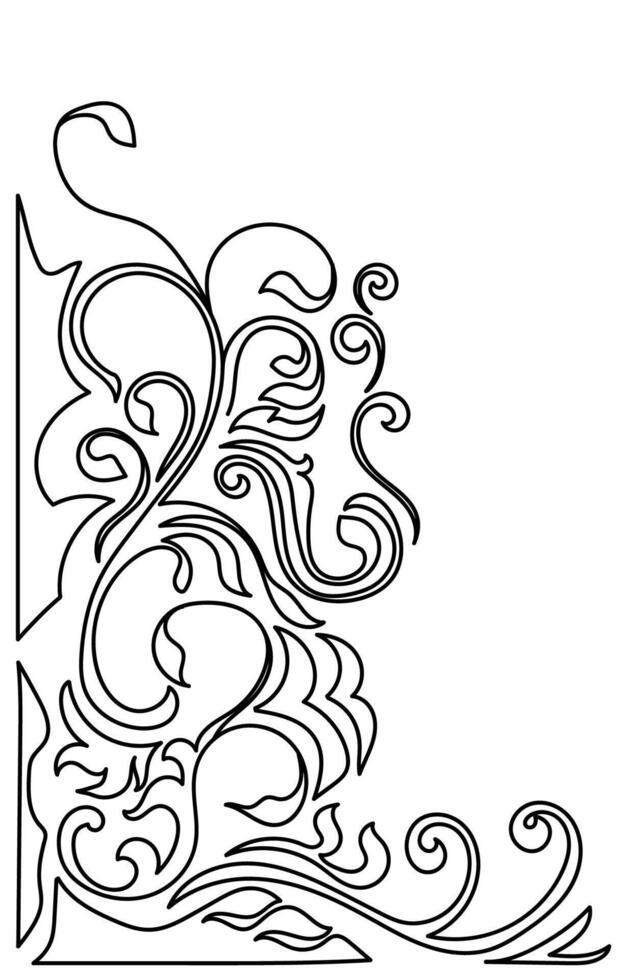 schwarz abstrakt Blumen- Linien, zusammengerollt Geäst auf ein Weiß Hintergrund. Stickerei, Stoff Dekoration vektor