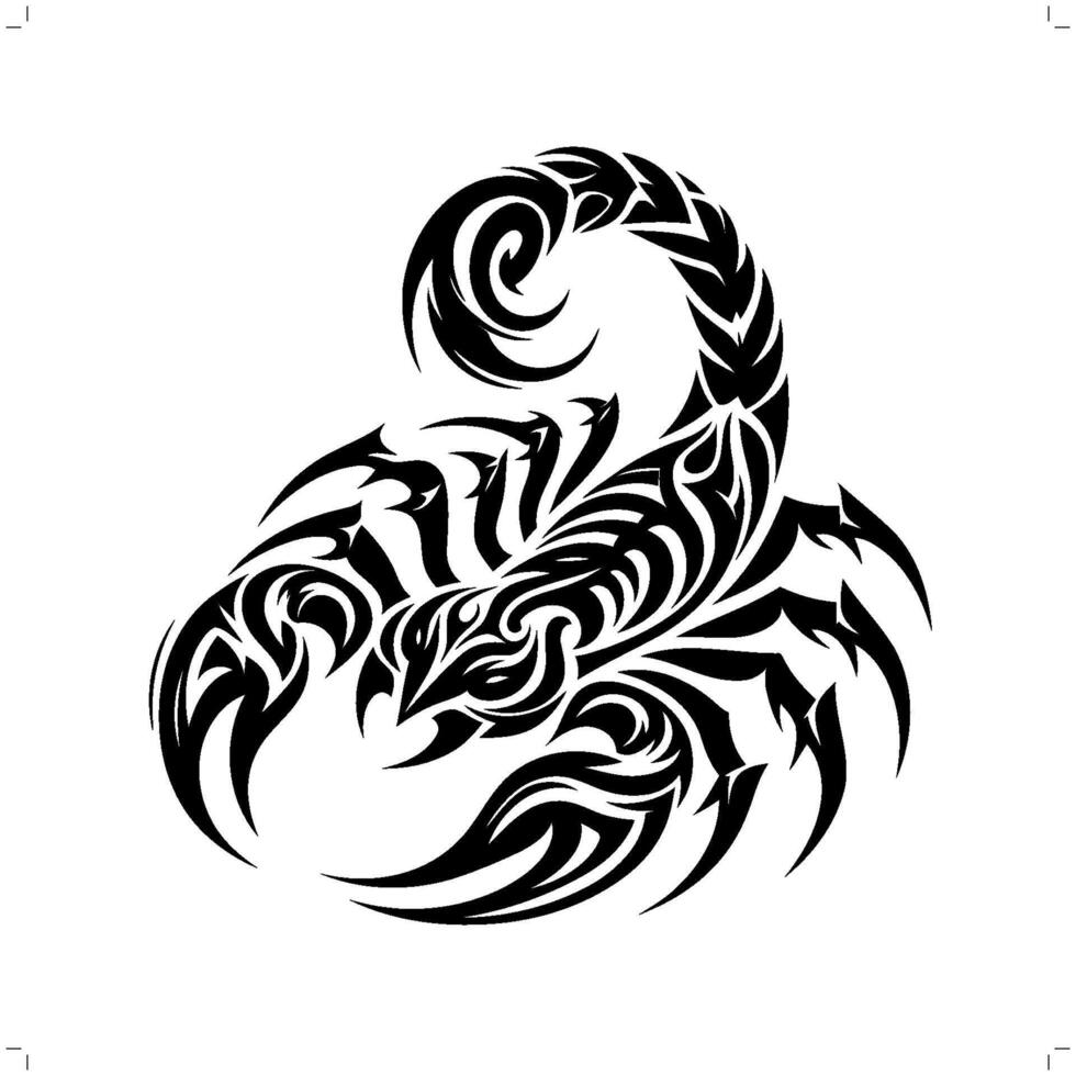 scorpion i modern stam- tatuering, abstrakt linje konst av djur, minimalistisk kontur. vektor