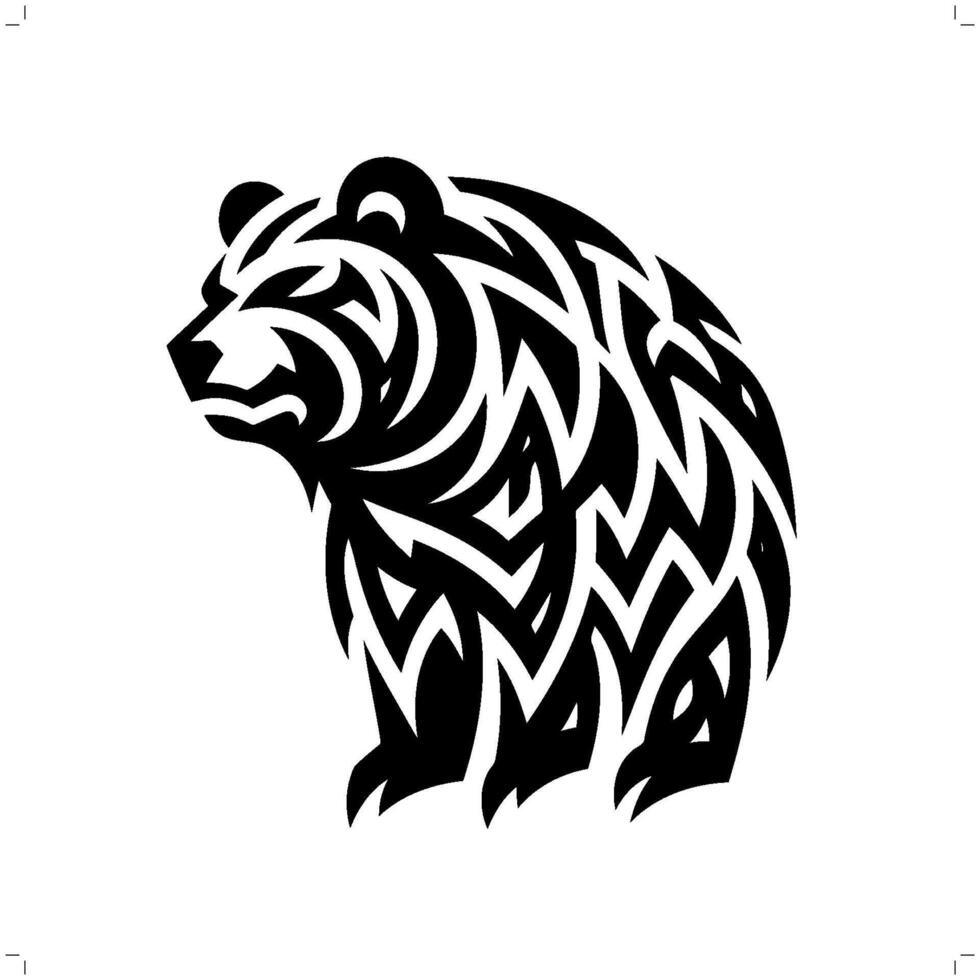 Grizzly Bär im modern Stammes- Tätowierung, abstrakt Linie Kunst von Tiere, minimalistisch Kontur. vektor