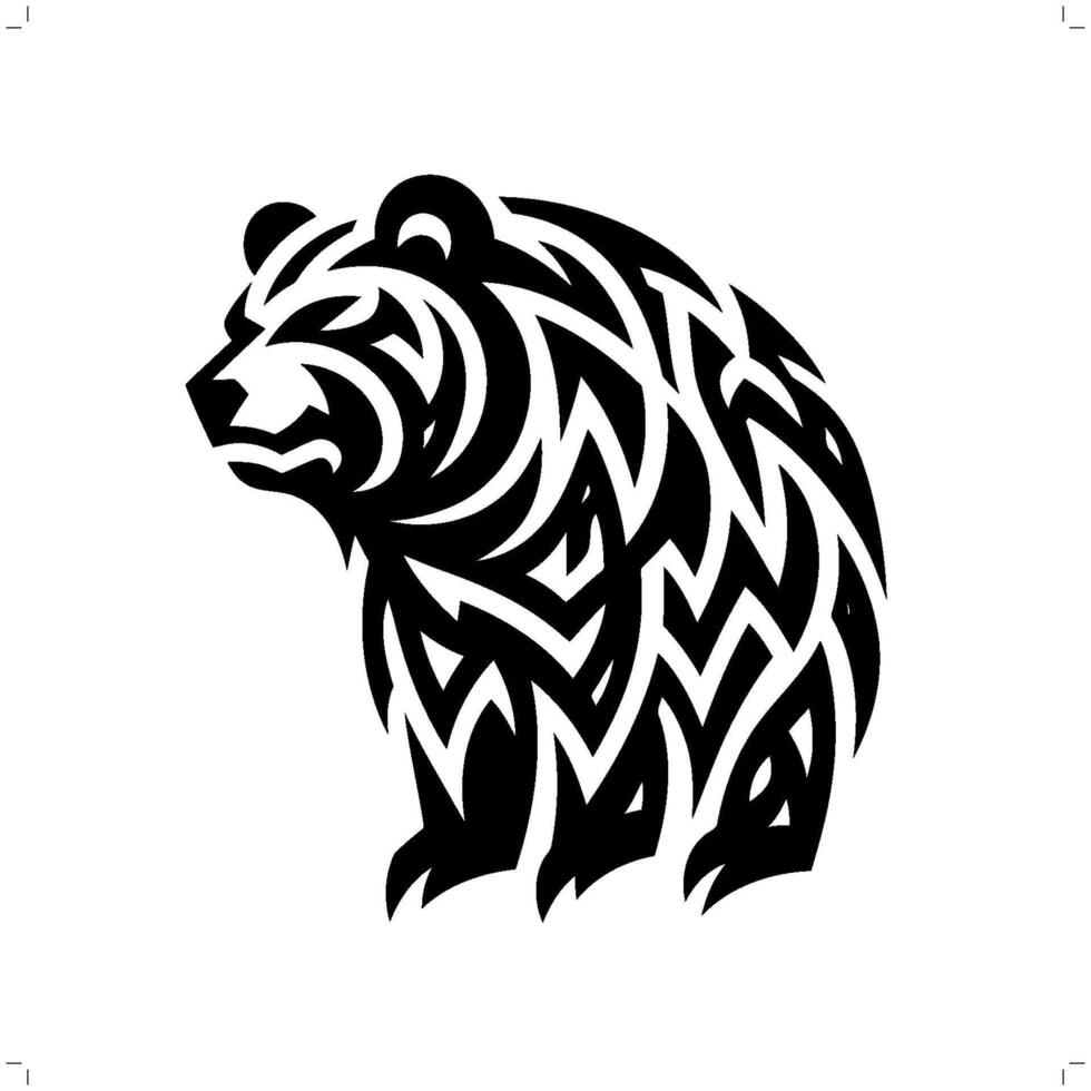 grizzly Björn i modern stam- tatuering, abstrakt linje konst av djur, minimalistisk kontur. vektor