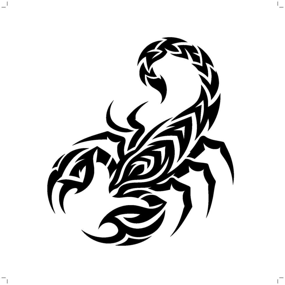 Skorpion im modern Stammes- Tätowierung, abstrakt Linie Kunst von Tiere, minimalistisch Kontur. vektor