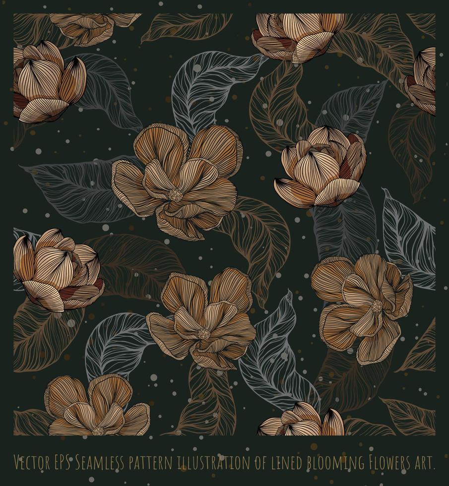 Vektor-eps nahtloses Muster Illustration von gesäumten blühenden Blumen art vektor