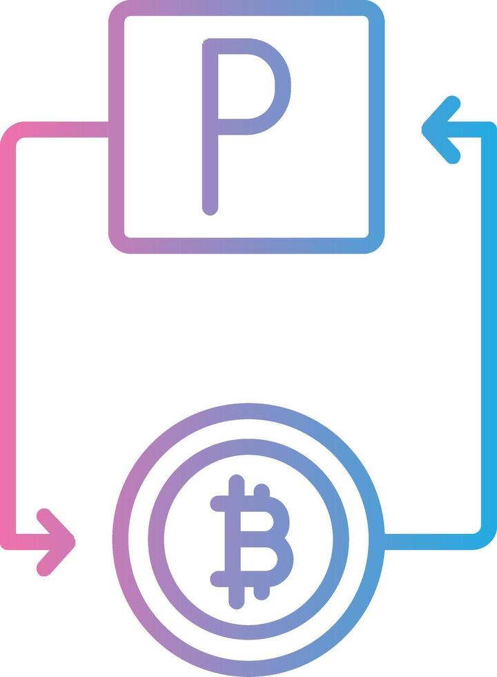 bitcoin PayPal linje lutning ikon design vektor