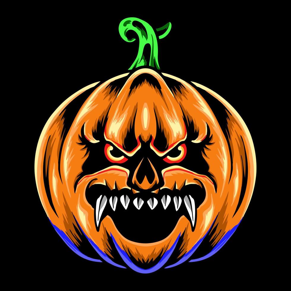 skrämmande pumpa monster halloween premium vektor thshirt designillustration