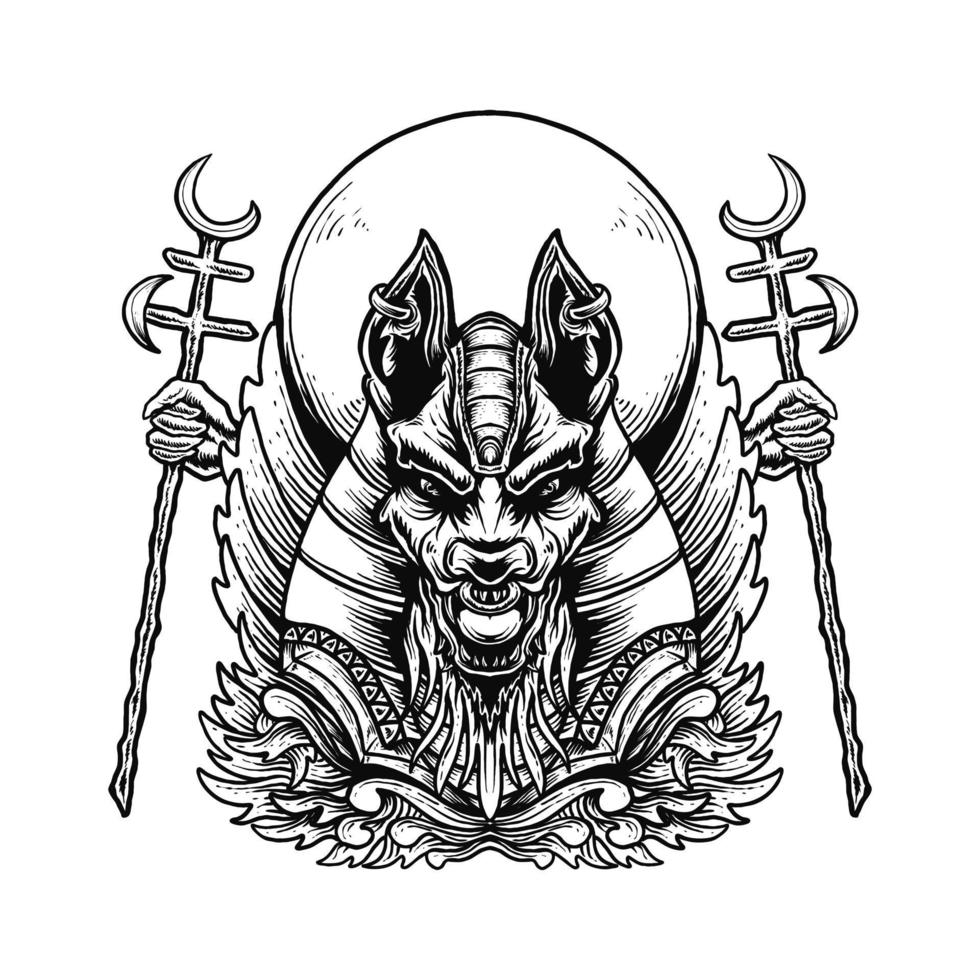 Anubis Ornament Vektor Illustration T-Shirt Design