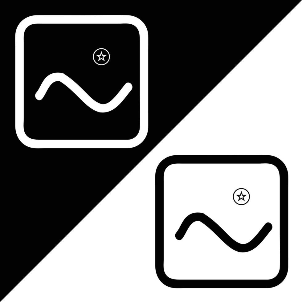 Bild Symbol, Gliederung Stil, isoliert auf schwarz und Weiß Hintergrund. vektor