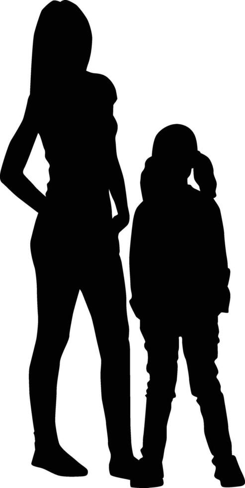 Silhouette von Mutter und Tochter Illustration vektor