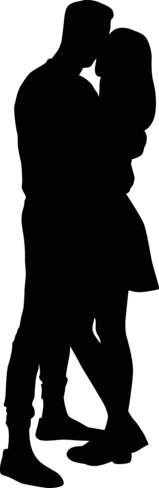 Paar Silhouette Illustration im schwarz Farbe. Hand gezeichnet Männer und Frauen Person Pose vektor