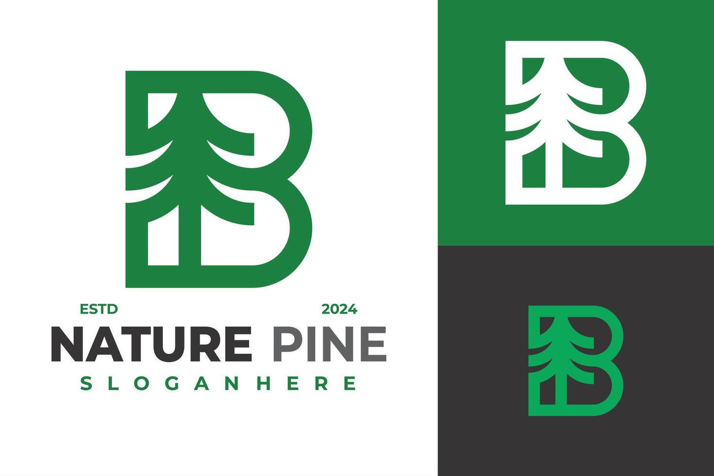 brev b tall träd logotyp design symbol ikon illustration vektor