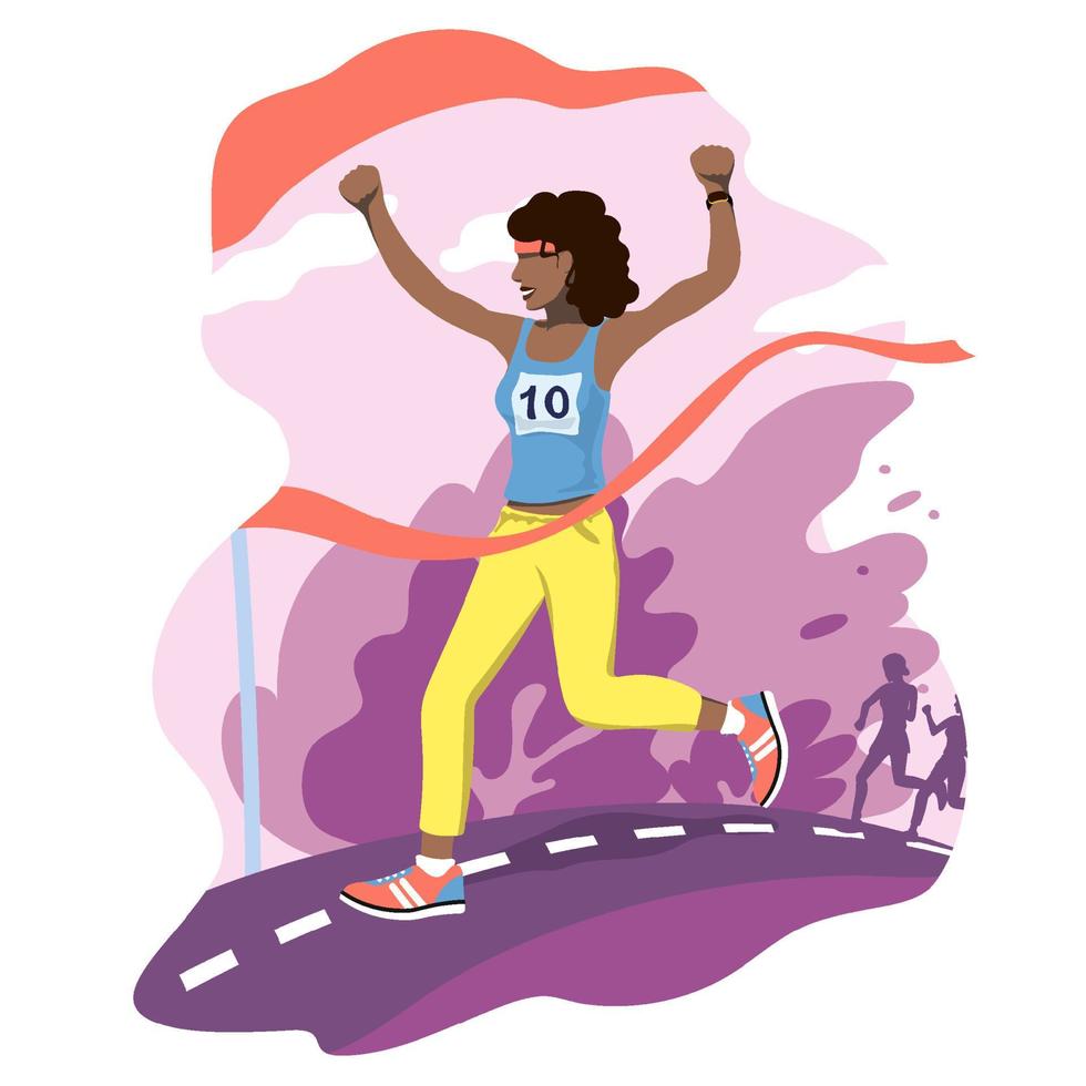 maraton. illustration av att göra sport i naturen och en hälsosam livsstil. vektor