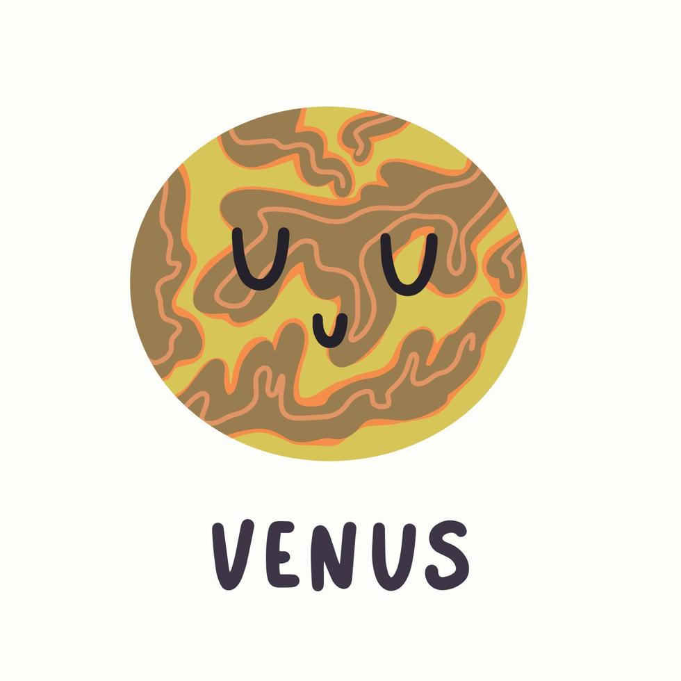 illustration av planeten Venus med ansikte i hand rita stil vektor