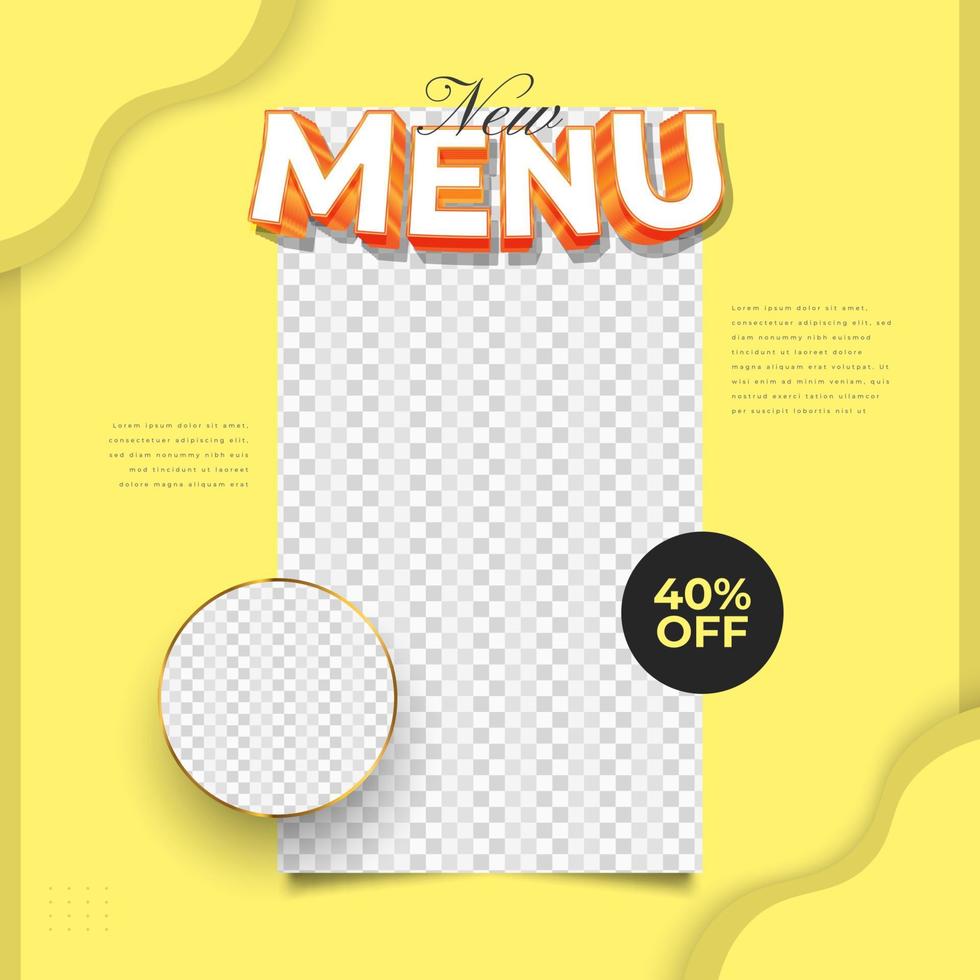 sociala medier post banner mall för mat eller meny marknadsföring. fyrkantig banner malldesign för kulinarisk digital marknadsföring eller reklam vektor