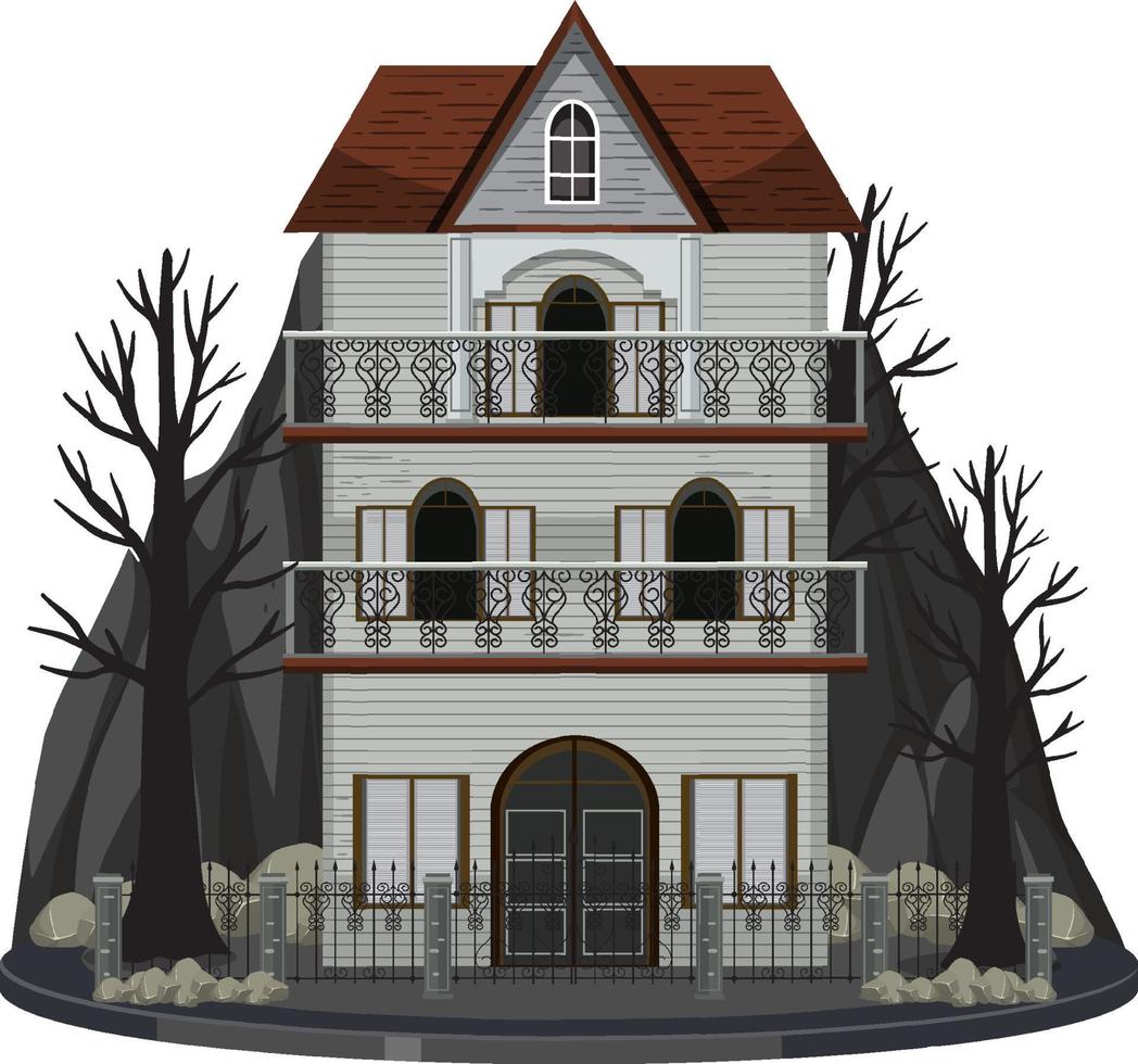 halloween spökhus på vit bakgrund vektor