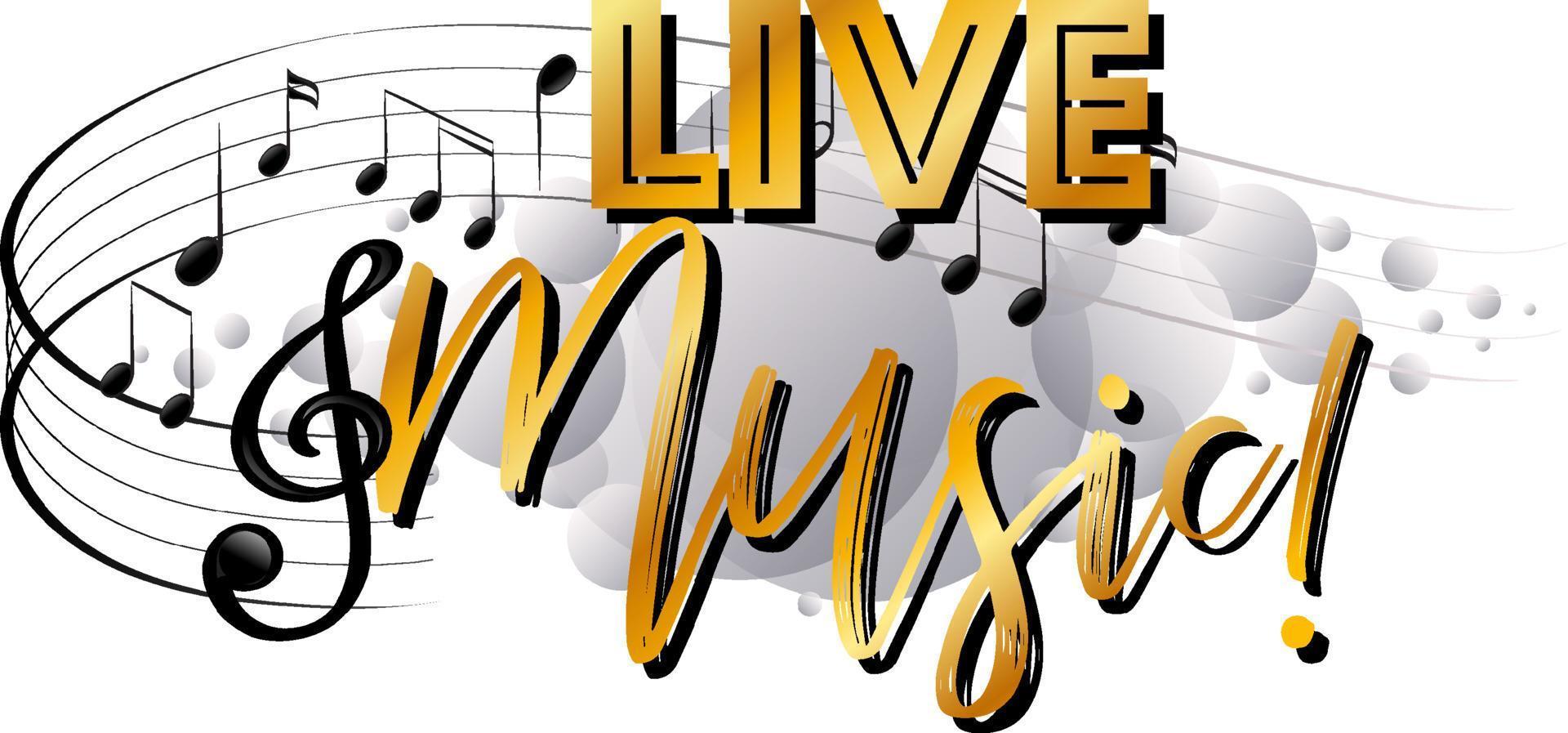 Live-Musik gold handgezeichnetes Schriftdesign vektor