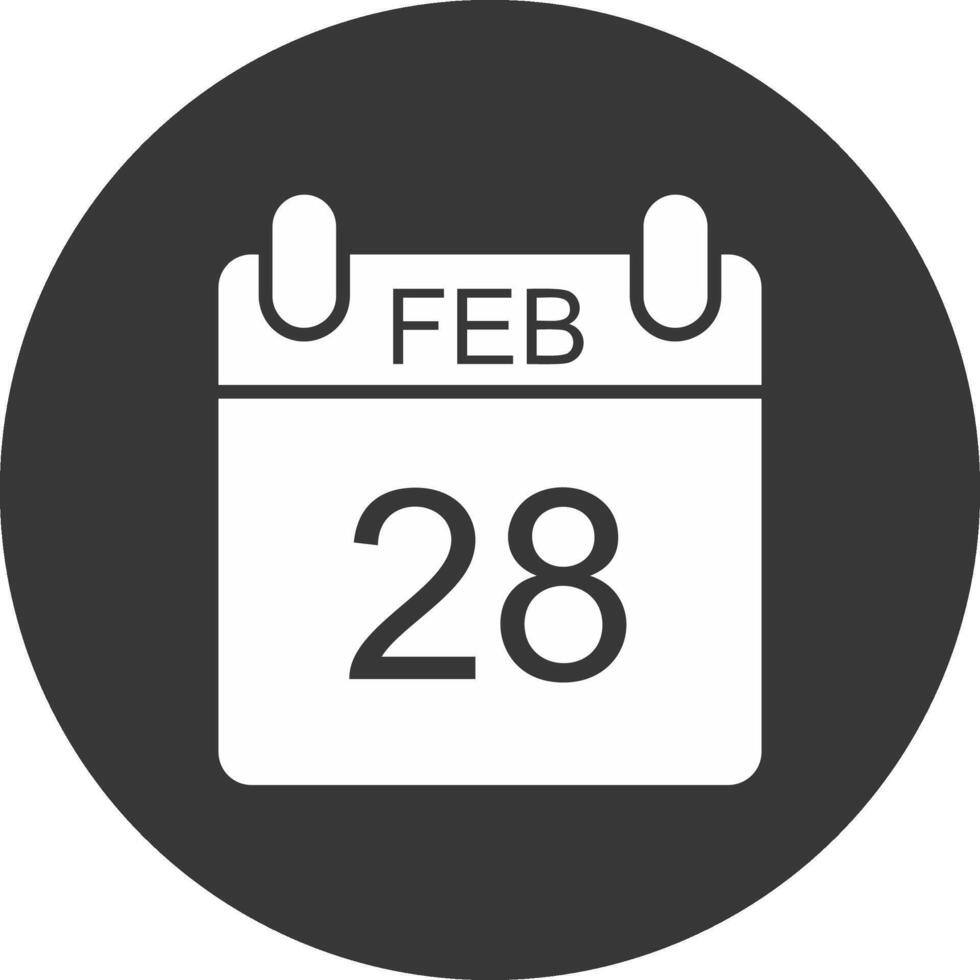 februari glyf omvänd ikon vektor