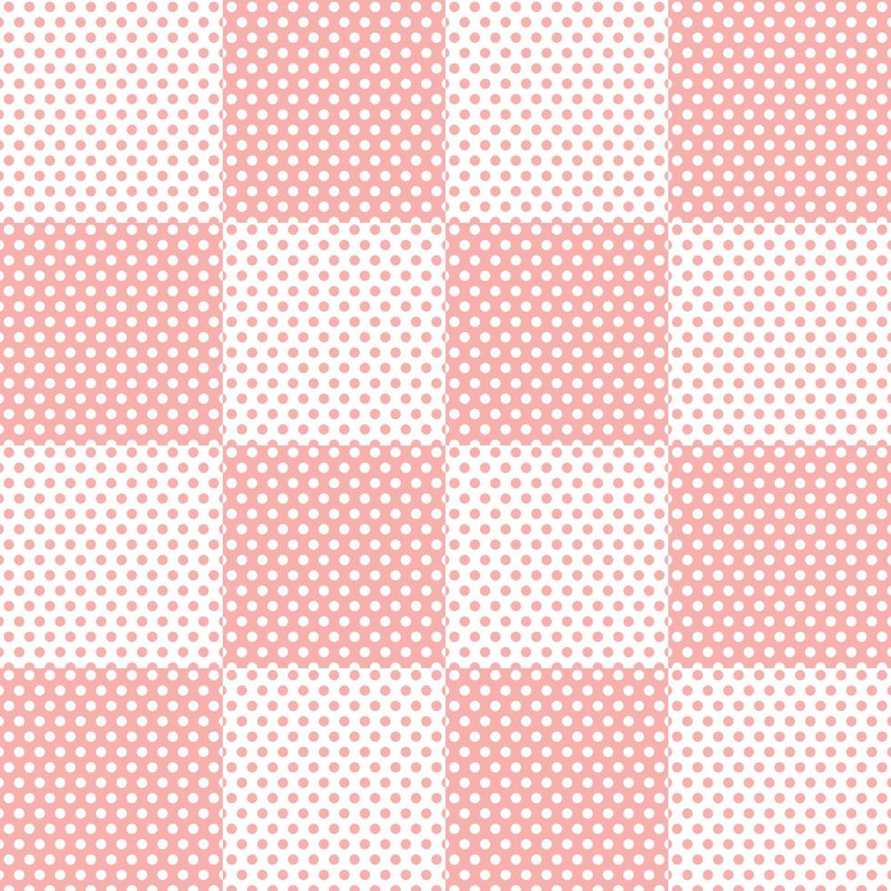 sömlös ganska söt rosa och vita prickiga schackbrädesmönsterbakgrund lämplig för golvinteriörtryck vektor
