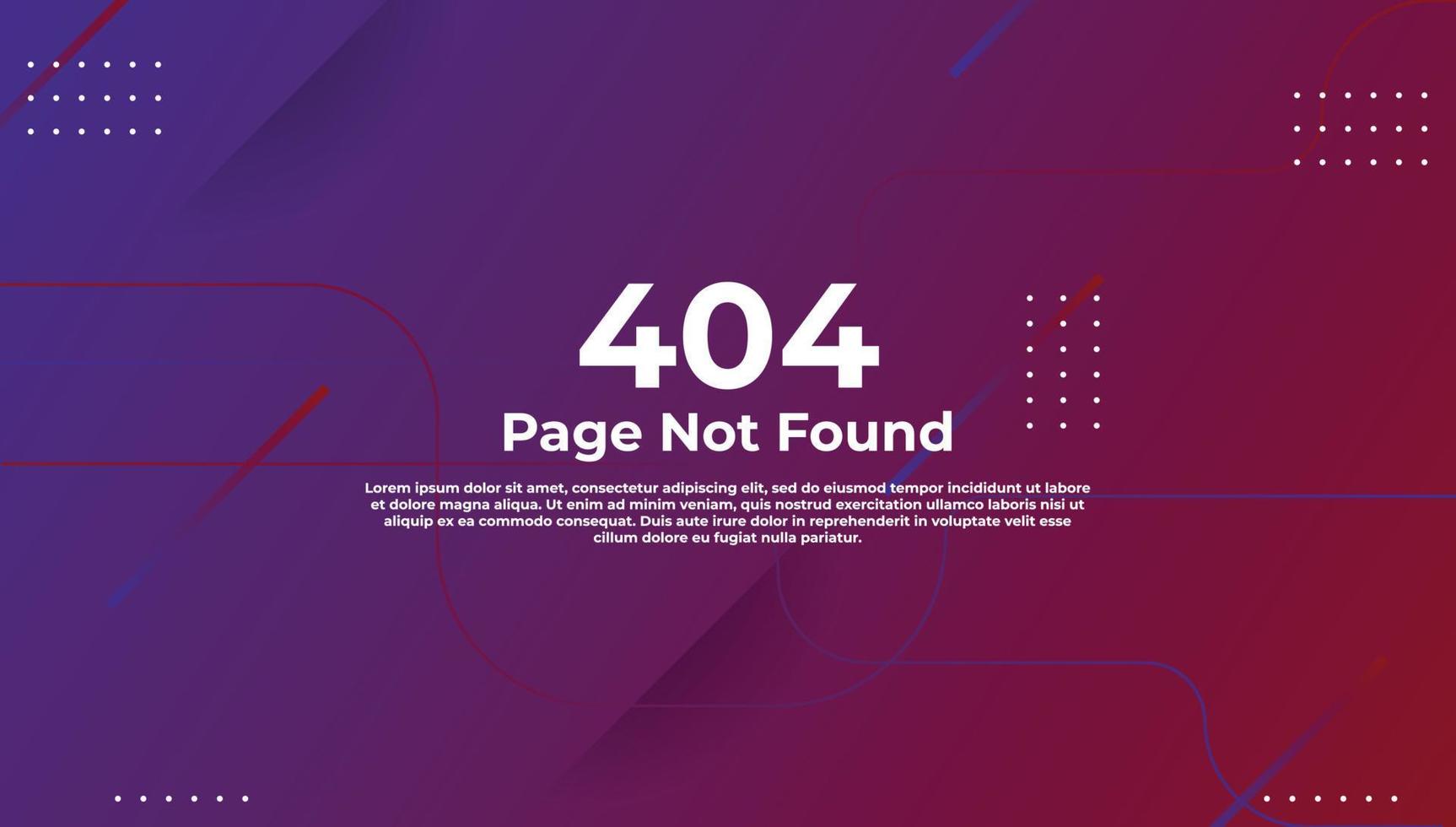 Hintergrundentwurfsfehler 404, Text der Seite nicht gefunden. süße Farbverlaufsvorlage, Banner oder Website-Seite vektor