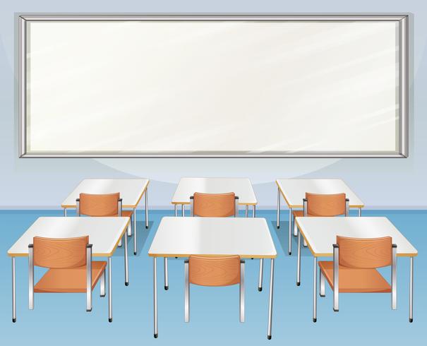 Klassenzimmer voller Stühle und Tische vektor