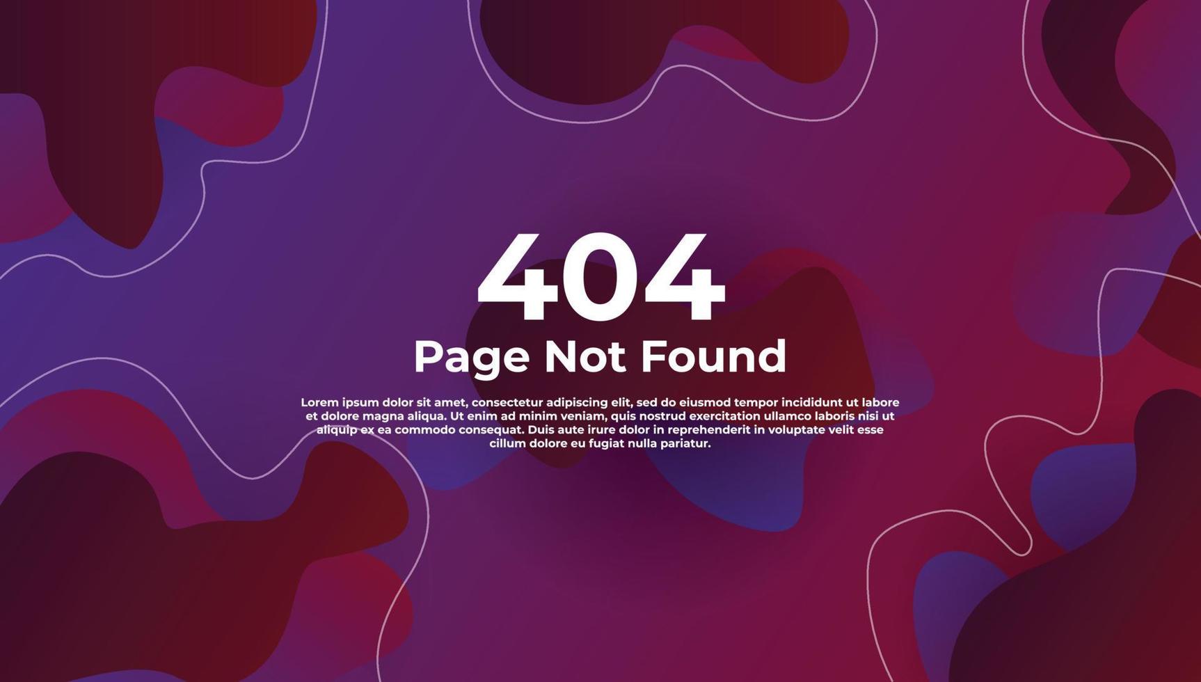 bakgrundsdesignfel 404, sidan hittades inte text. söt gradientmall, banner eller webbsida vektor