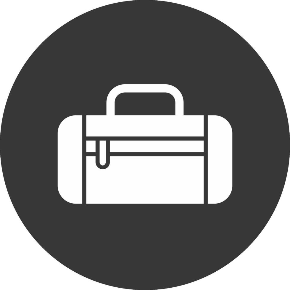 duffel väska glyf omvänd ikon vektor