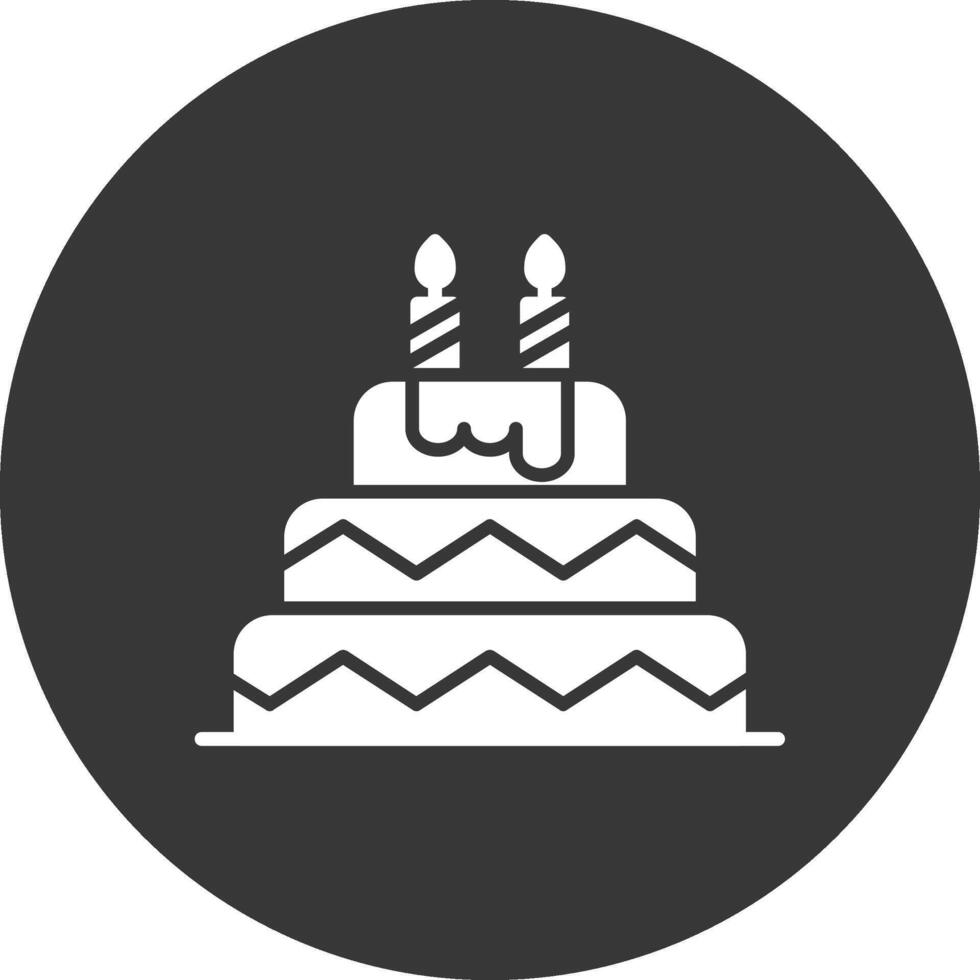 födelsedagstårta glyf inverterad ikon vektor
