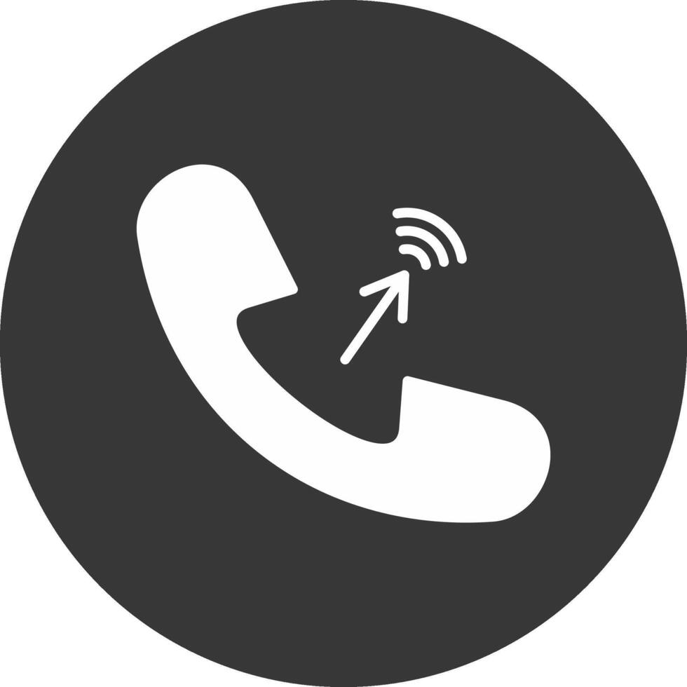 telefon ring upp glyf omvänd ikon vektor