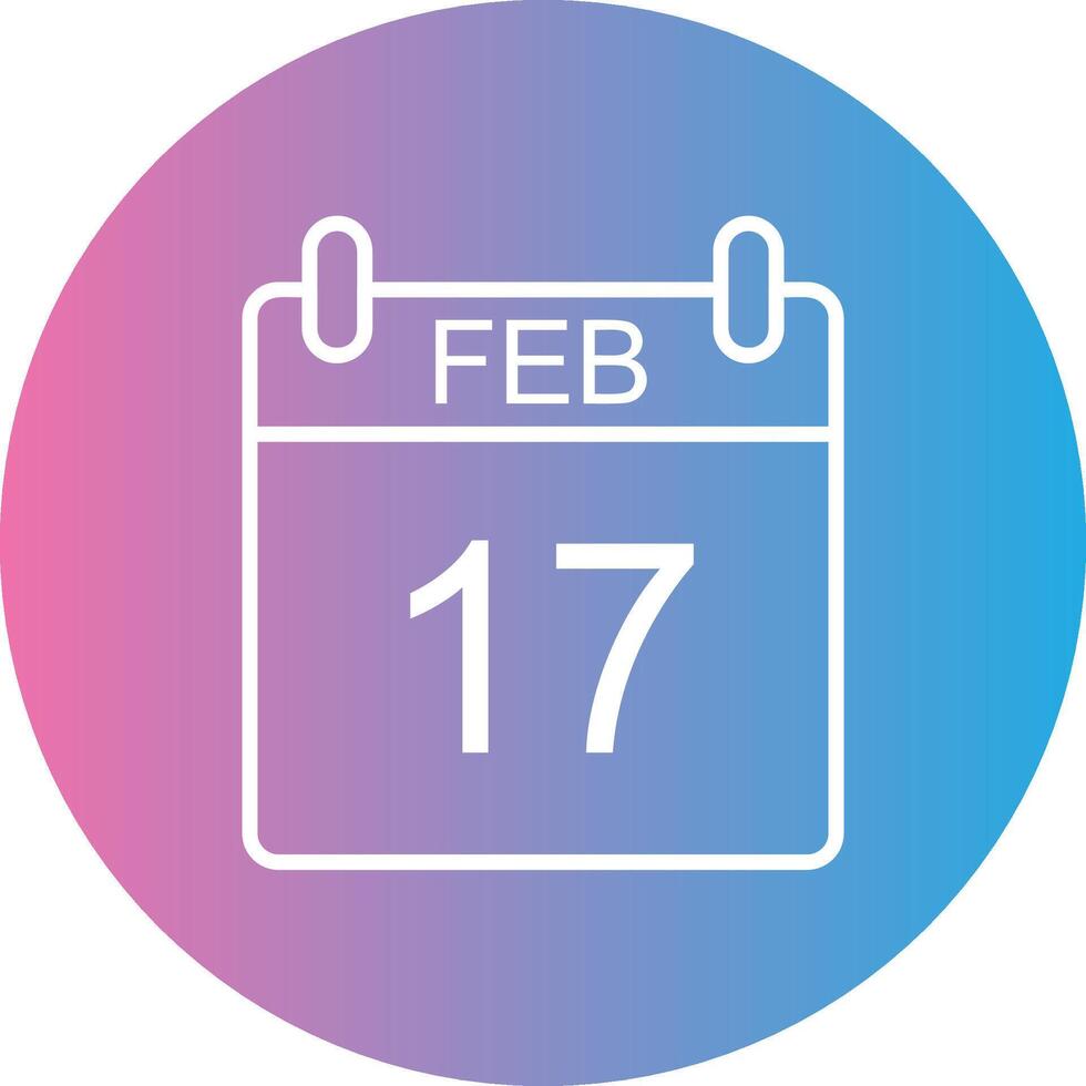 februari linje lutning cirkel ikon vektor