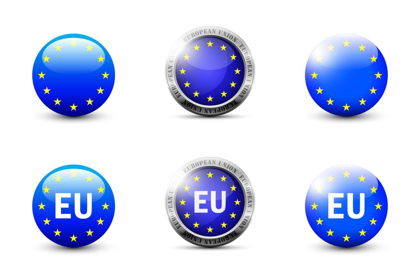 Europa flagga glansig knapp. europeisk union bricka. platt vektor illustration.