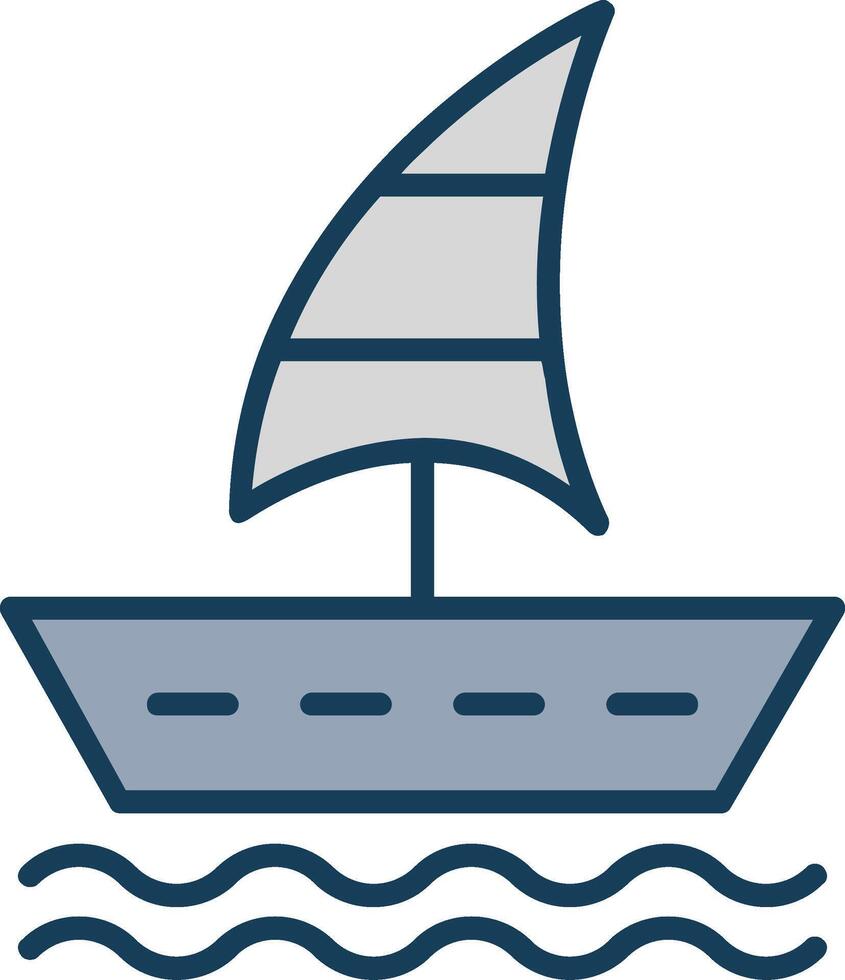 Segeln Boot Linie gefüllt grau Symbol vektor
