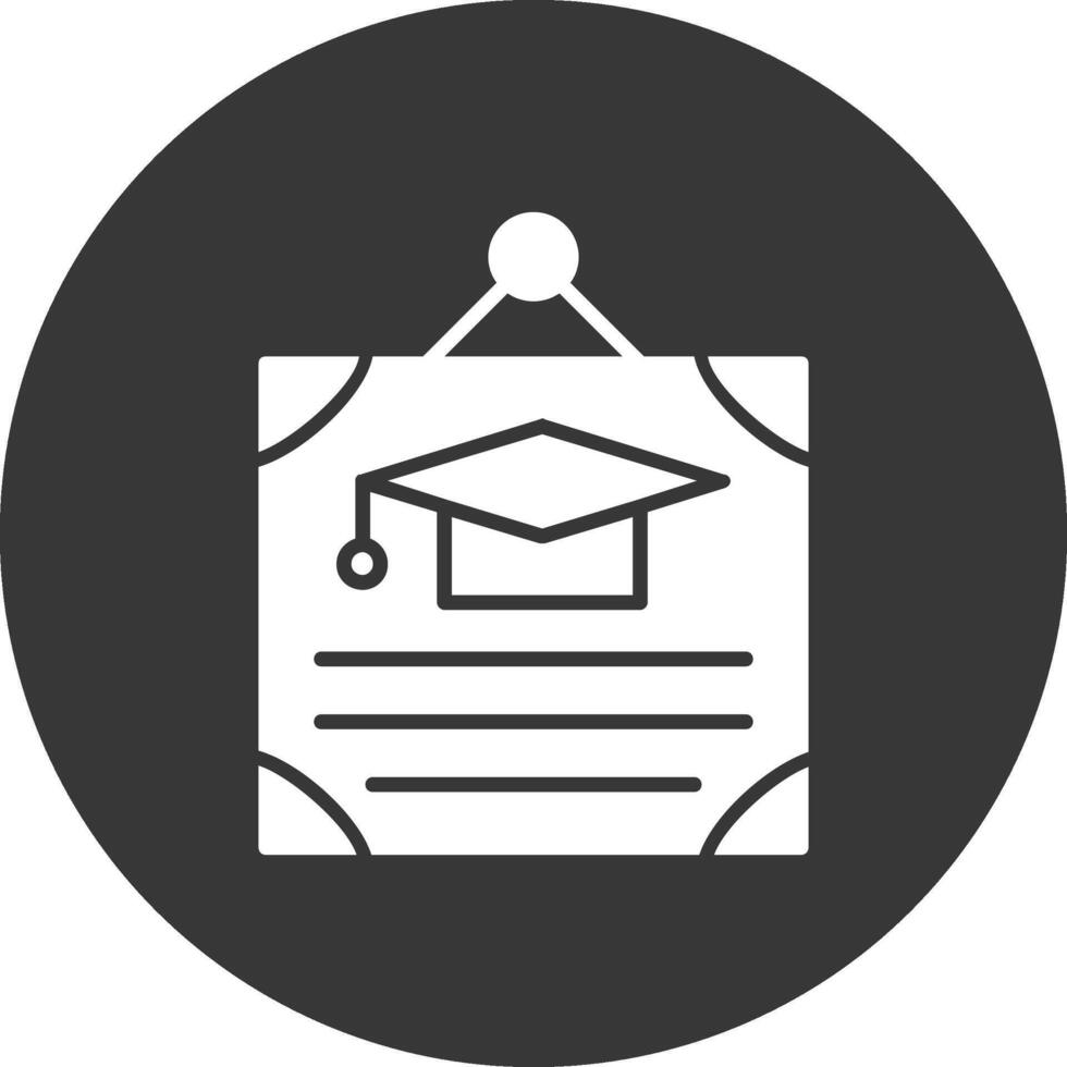 certifikat glyf inverterad ikon vektor