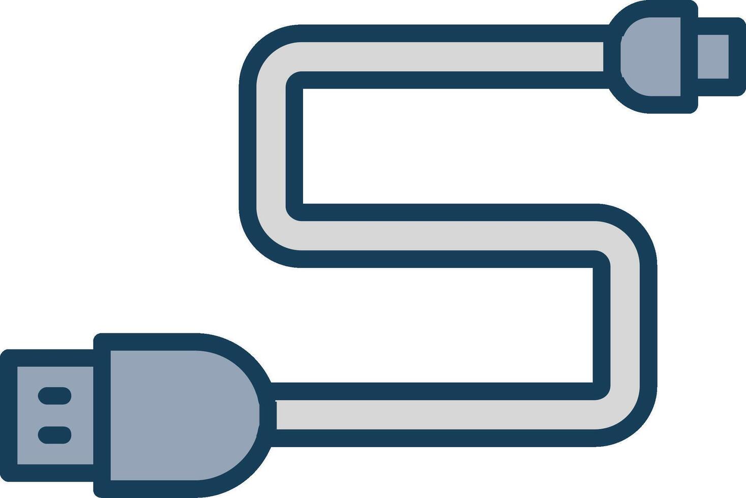 USB Kabel Linie gefüllt grau Symbol vektor