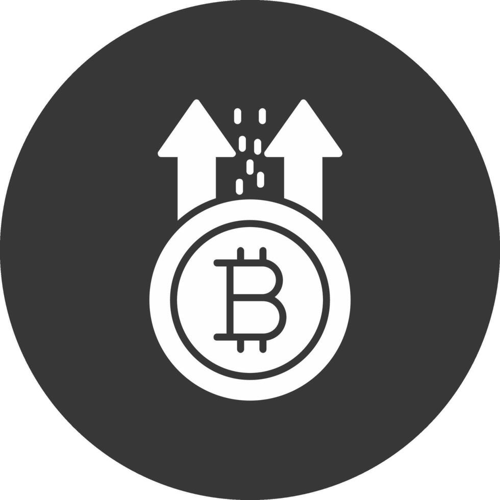 bitcoin stiga glyf omvänd ikon vektor