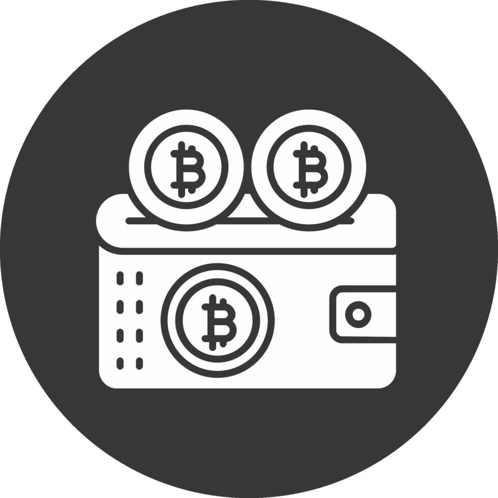 bitcoin plånbok glyf omvänd ikon vektor