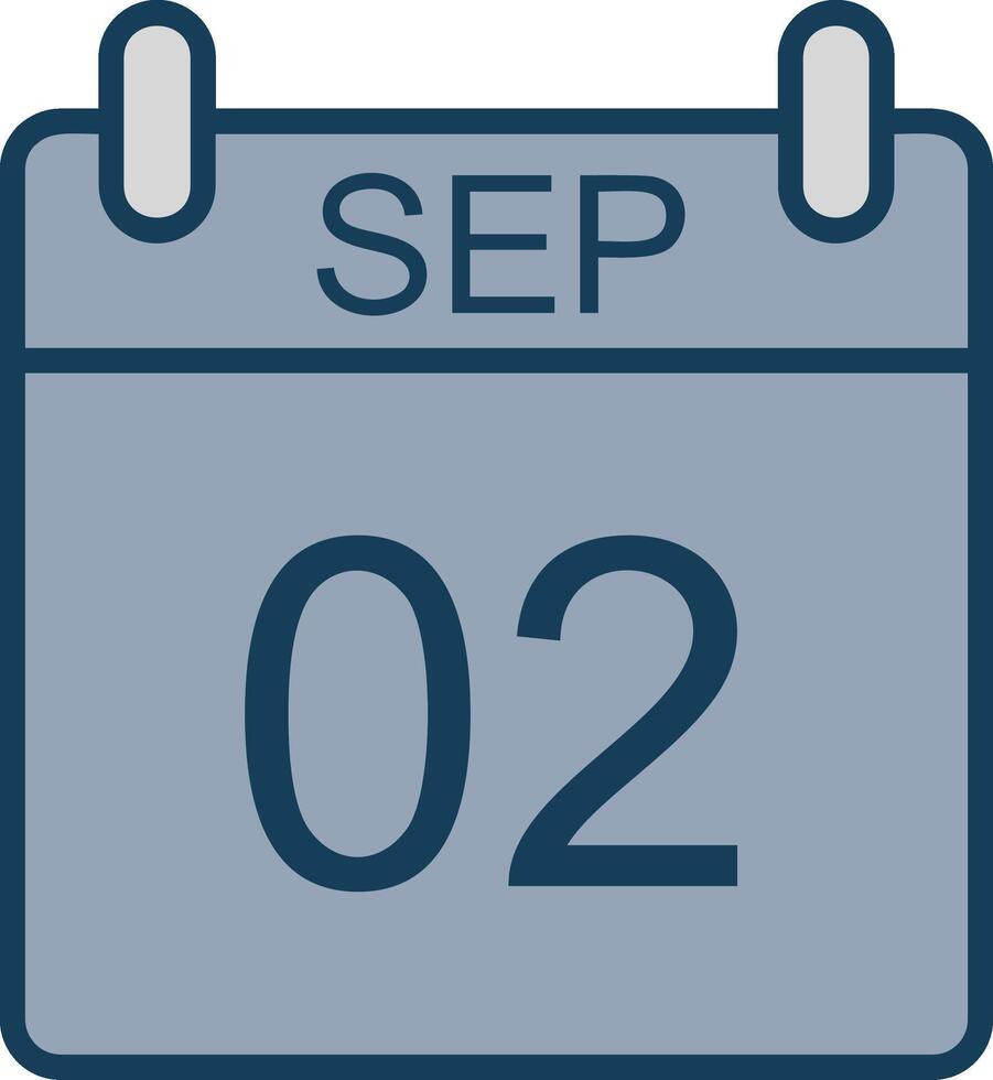 September Linie gefüllt grau Symbol vektor