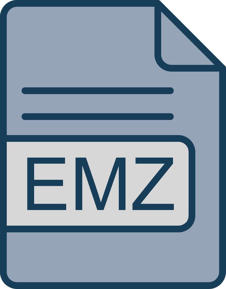 emz Datei Format Linie gefüllt grau Symbol vektor