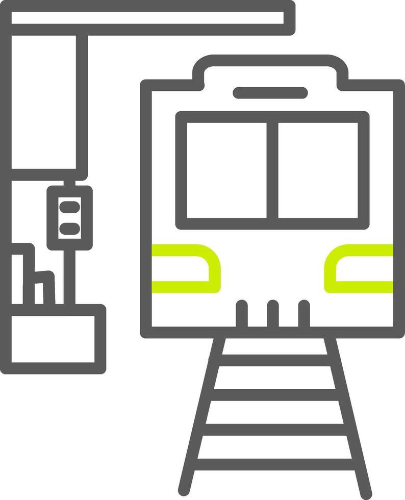 Zug Bahnhof Linie zwei Farbe Symbol vektor