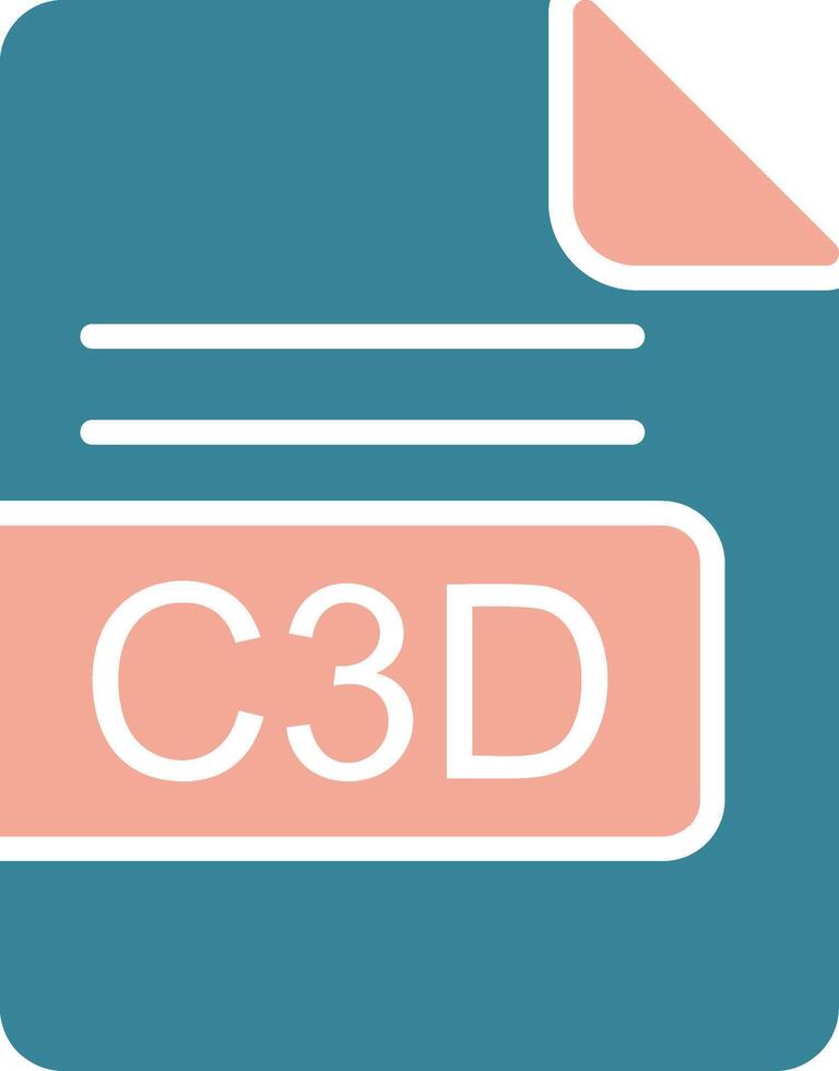 c3d Datei Format Glyphe zwei Farbe Symbol vektor