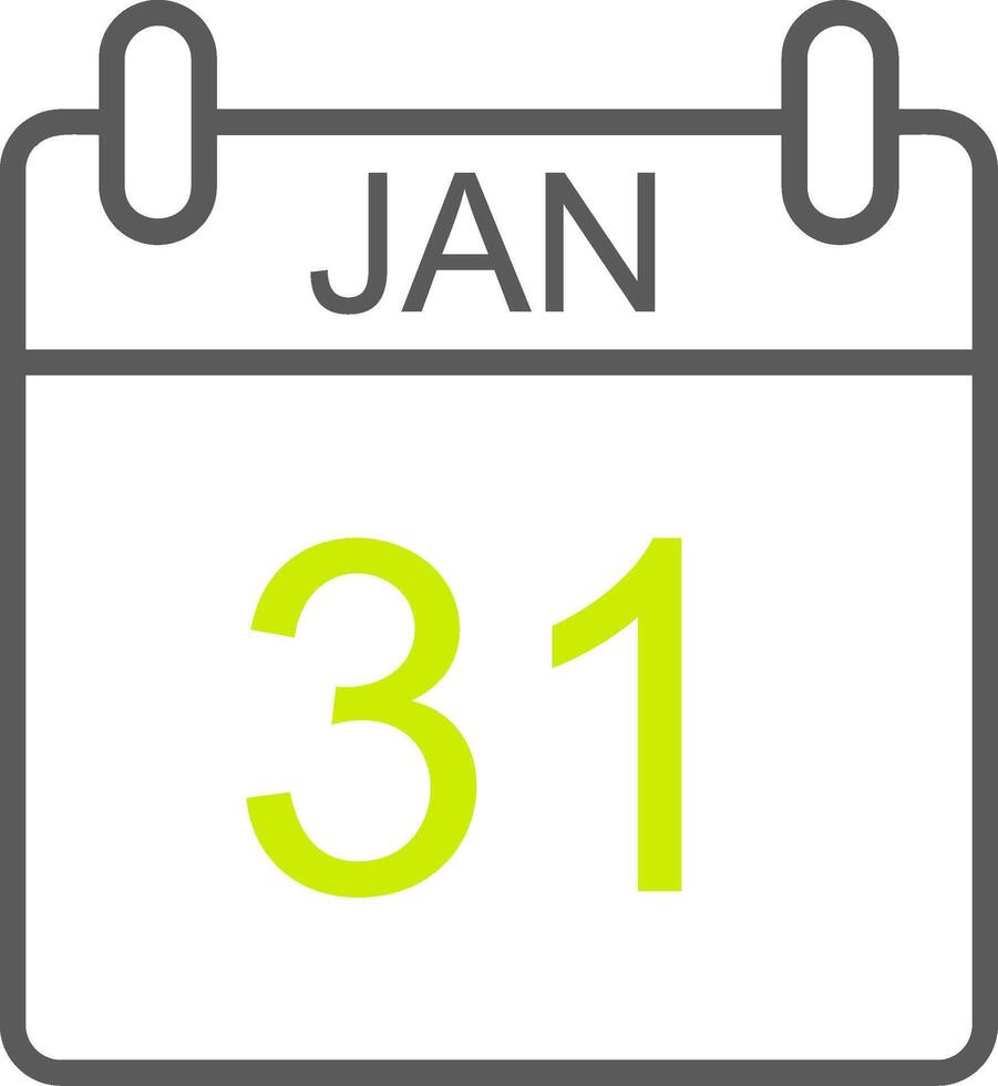 januari linje två Färg ikon vektor