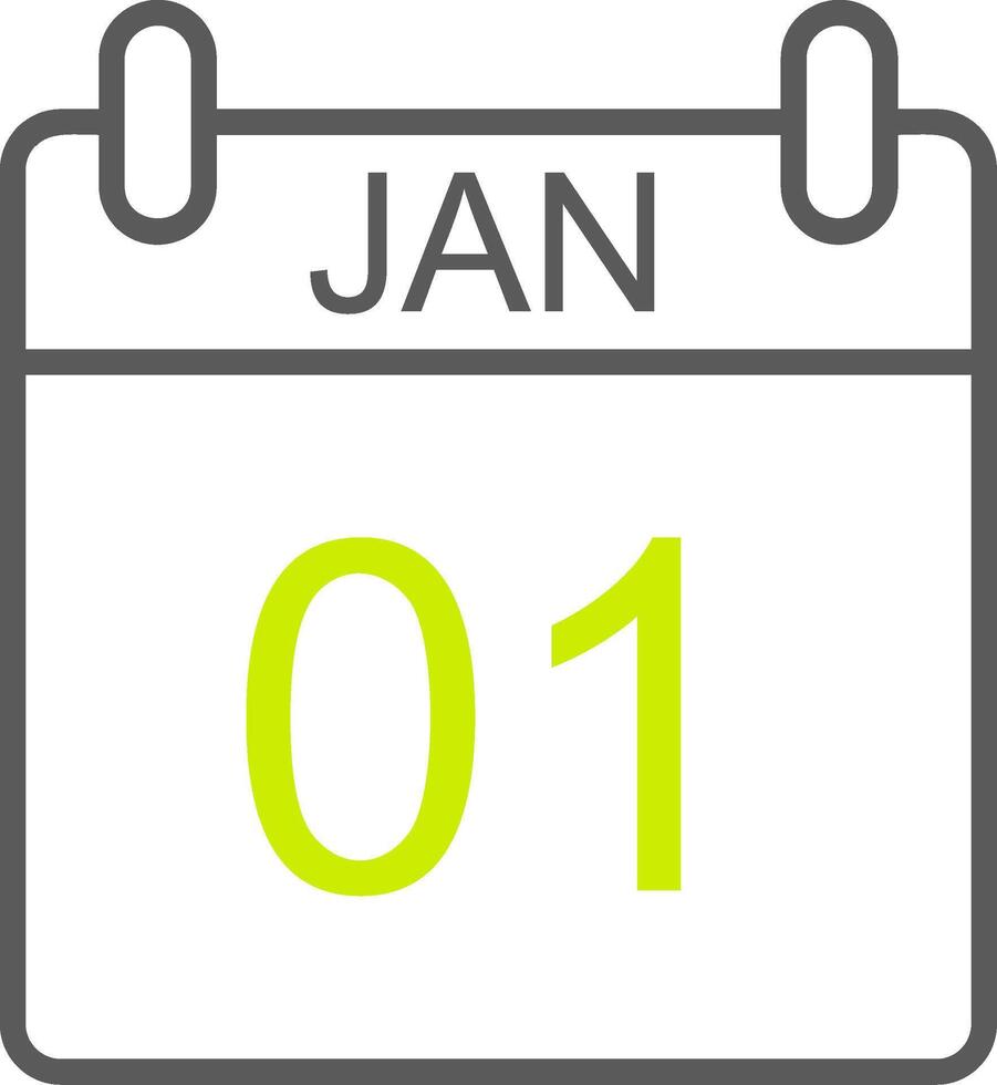 Januar Linie zwei Farbe Symbol vektor