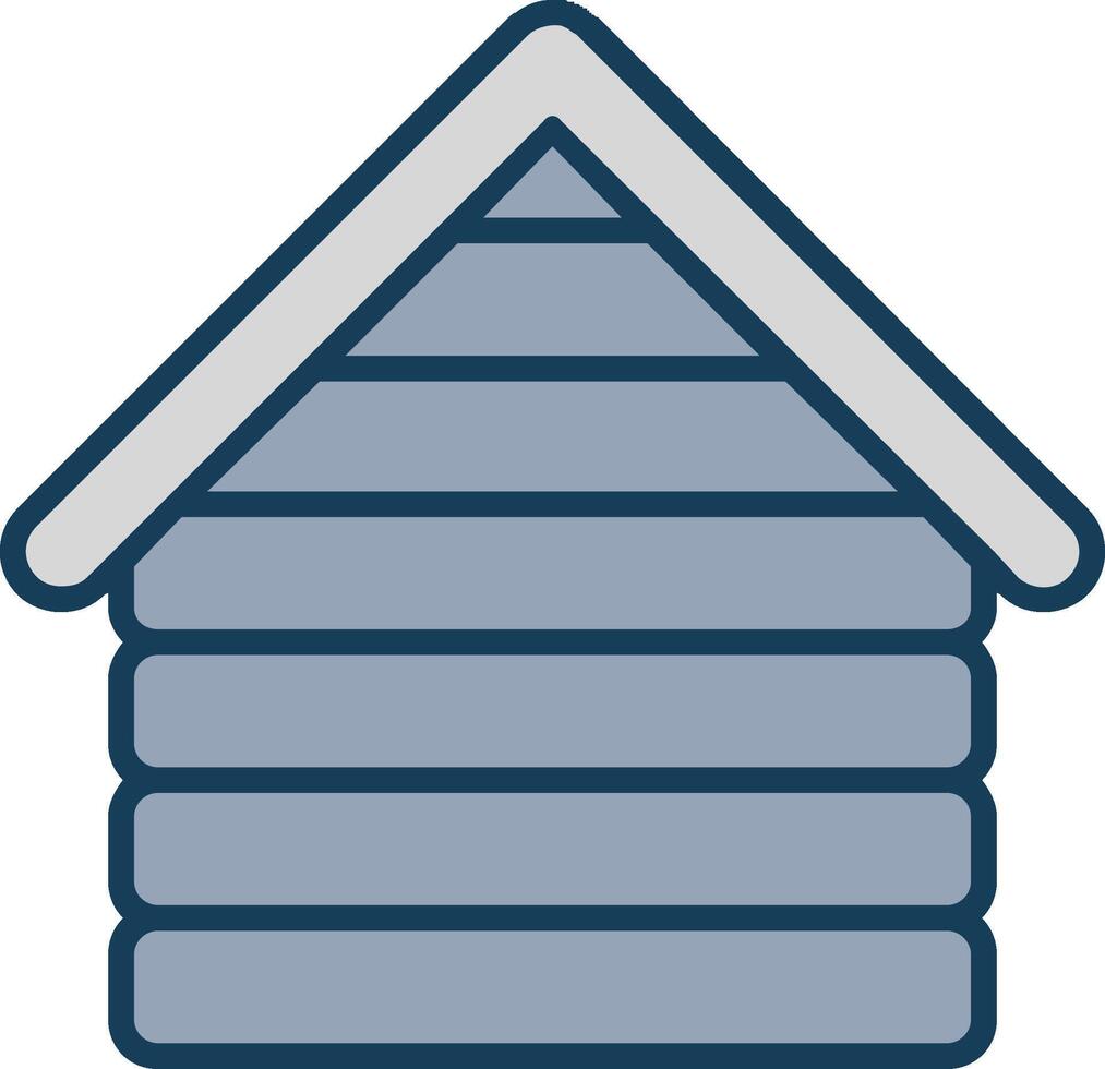 trä- hus linje fylld grå ikon vektor