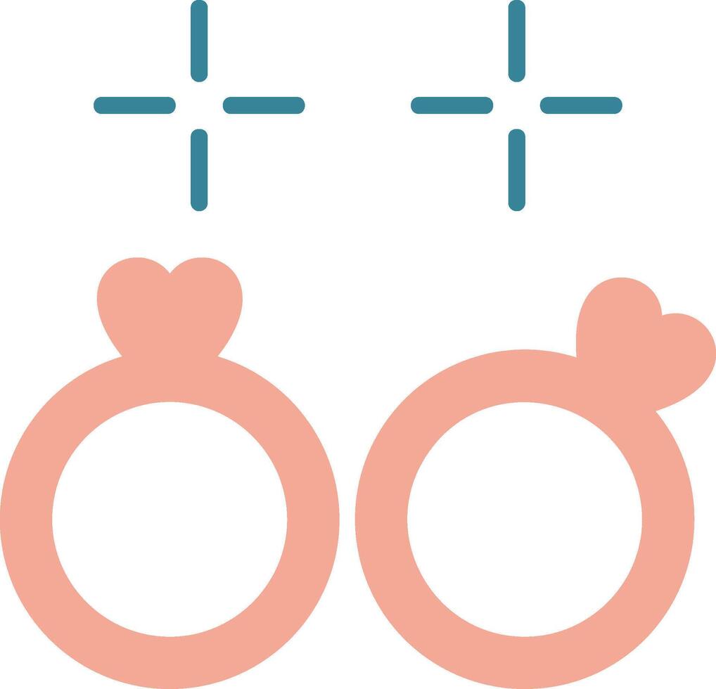 bröllop ringar glyf två Färg ikon vektor