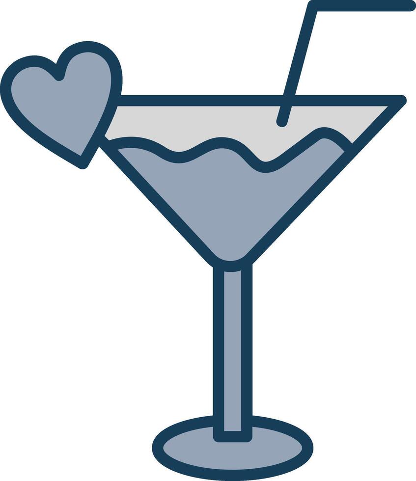 cocktail linje fylld grå ikon vektor