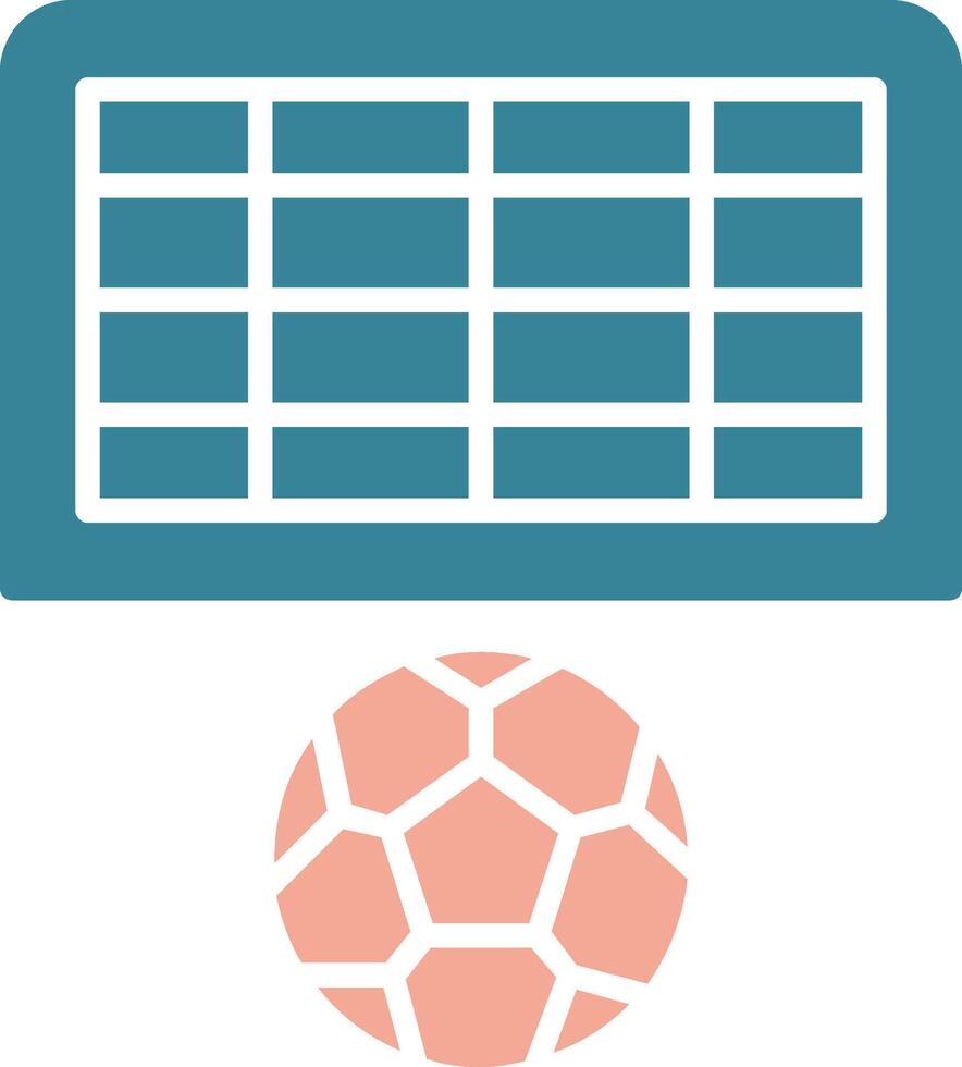 fotboll mål glyf två färgikonen vektor